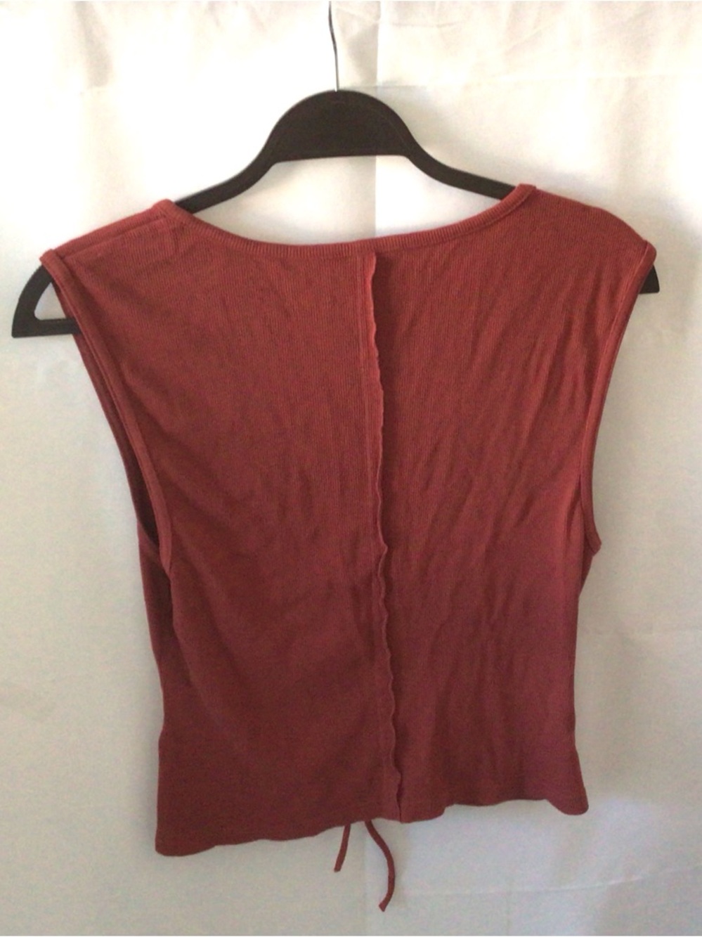 Pilcro Rust Drawstring Ruched V-Neck Tank - Picture 2 of 6